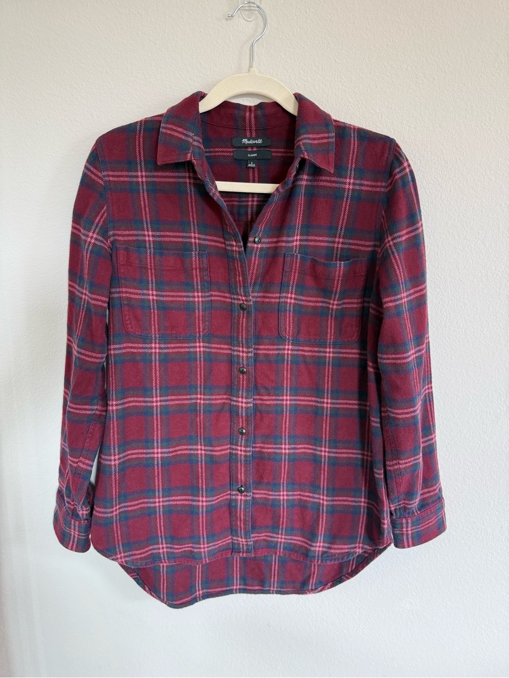 Madewell Flannel Classic Ex-Boyfriend Shirt in Jensen Plaid Cabernet Small